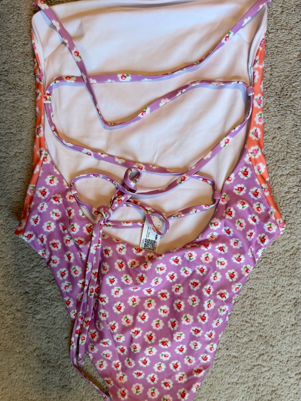 ASOS Purple Floral One-Piece Swimsuit